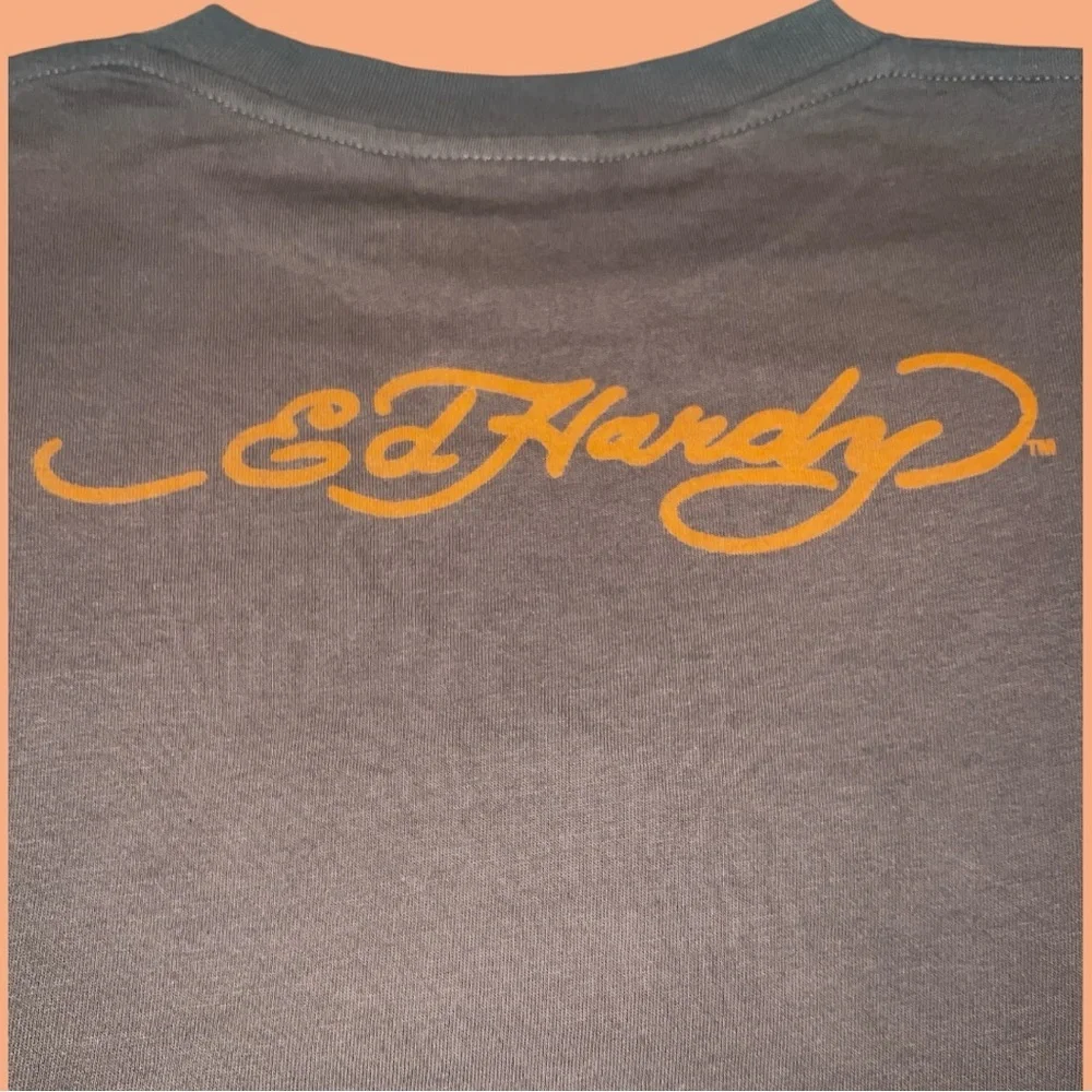 NEW Ed Hardy Kids Brown Long Sleeve Layered Look Bulldog‎ Ship Graphic Shirt  8